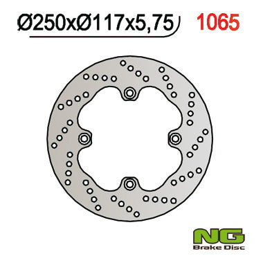 Brake disc (rotor) rear SUZUKI AN 650 BURGMAN '02-'03 (250X117X5,7) (4X10,5MM), NG Brakes