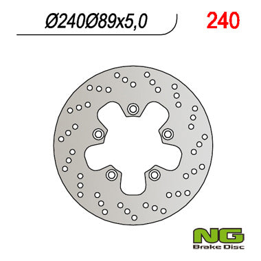 Brake disc (rotor) rear SUZUKI GSF/GSR/SV/RF (240x89x5) (5x10,5mm), NG Brakes