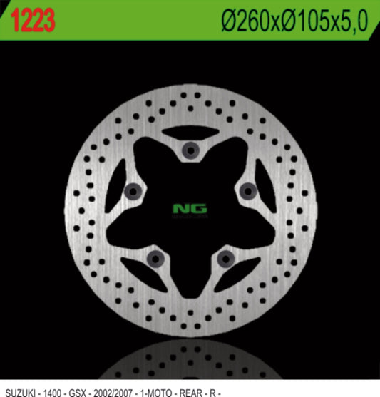 Brake disc (rotor) rear SUZUKI GSX 1400 '02-'07 (260X105X5) (5x10,25mm), NG Brakes