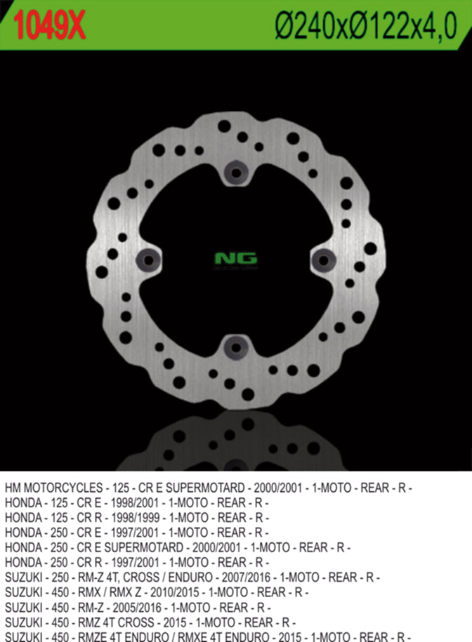 Brake disc (rotor) rear SUZUKI RMZ 450 '05-'20, HONDA CR 125 '98-'99, CR 250 '97-'01, RMZ 250 '07-'18 (240X122X4) WAVE, NG Brakes