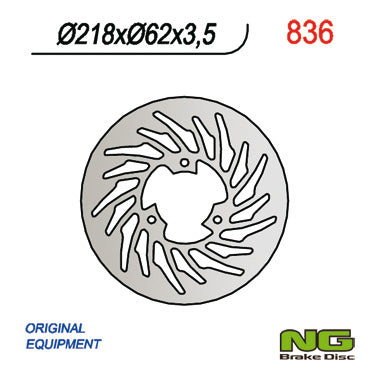 Brake disc (rotor) rear YAMAHA DT50R '03-'08, DT50SM '05-'011, DT50X, XT125 '05-'11, MBK 50X-LIMIT '03-'05, MALAGUTI 50 XSM '03'-10 (218x62x3,5), NG Brakes