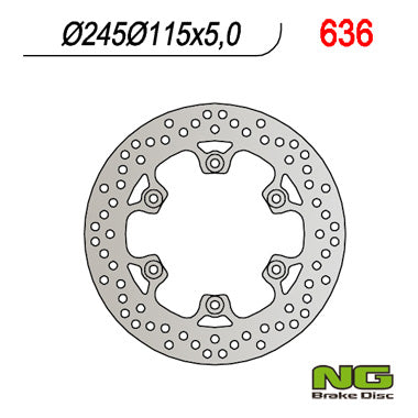 Brake disc (rotor) rear YAMAHA FZS/ FZR/ XJ600/ XT660/YZF 600 THUNDERCAT (245x115x5) (6X8,5MM), NG Brakes