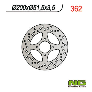 Brake disc (rotor) rear YAMAHA YFM 350/ YFZ 450 03-04 (200X51X3,5) (4X8,5MM), NG Brakes