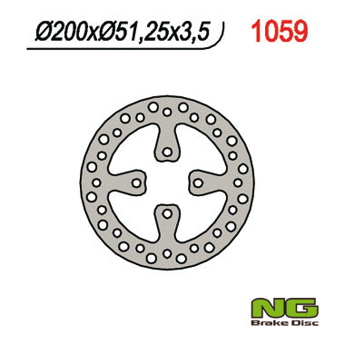 Brake disc (rotor) rear YAMAHA YFZ 450 '06-'19, RAPTOR YFM 700 '06-'14 (200X51X3,5) (4X10,5MM), NG Brakes