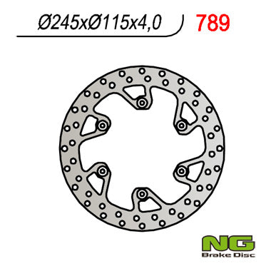 Brake disc (rotor) rear YAMAHA YZ 125/250 (02-18) YZF/WRF (02-18) SUZUKI RM 125/250 '88-'12 (245X115X4)(6X6,5MM), NG Brakes