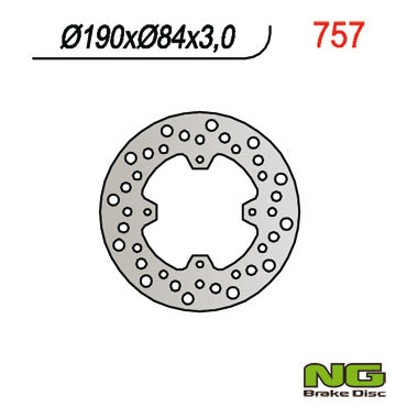 Brake disc (rotor) rear YAMAHA YZ 80/85 '93-'22 (190X84X3),X-MAX 125 '14-'20, NG Brakes