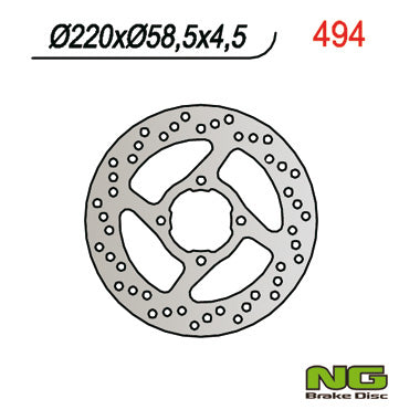 Brake disc (rotor) rear YAMAHAYFS 200 BLASTER '88-'07, KODIAK 400/450, RAPTOR 660 '01'-05, BANSHEE (220x58x4) (4X8,5MM), NG Brakes