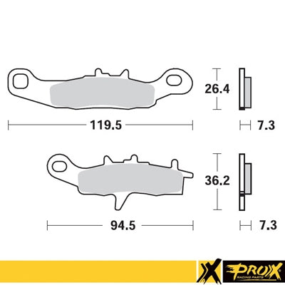 BRAKE PADS KH258 / KH349 KAWASAKI KX 80/85/100 '97-20, SUZUKI RM 85 '05-20 FRONT, KAWASAKI KFX 450R 08-14, KVF 650 BRUTE FORCE '05-13 FRONT RIGHT, ProX