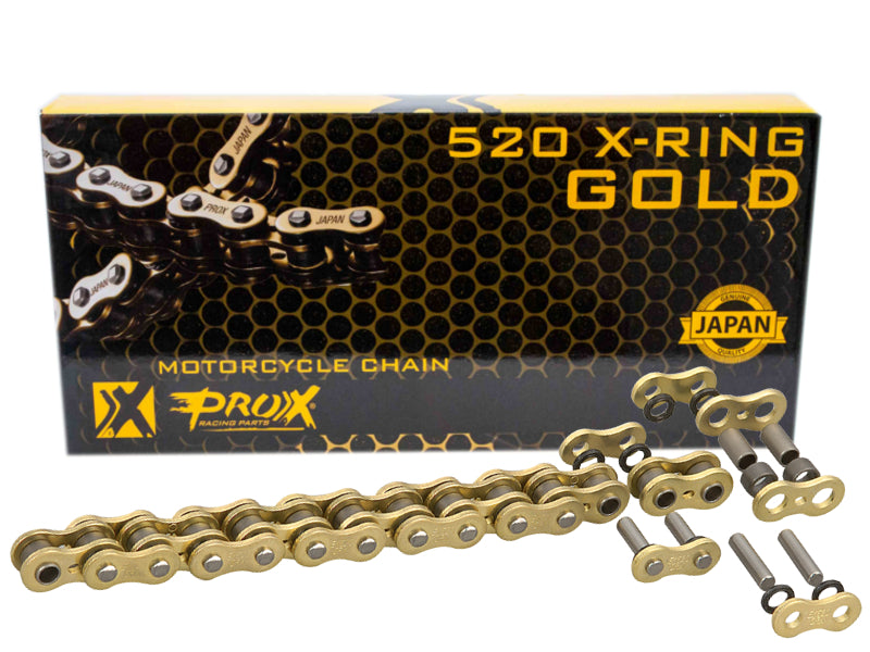 DRIVE CHAIN 520 X-RING GOLD 120 LINKS GOLD COLOR (OPEN + CLIP) (37.8KN), ProX