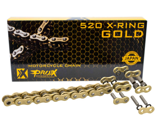 DRIVE CHAIN 520 X-RING GOLD 120 LINKS GOLD COLOR (OPEN + CLIP) (37.8KN), ProX